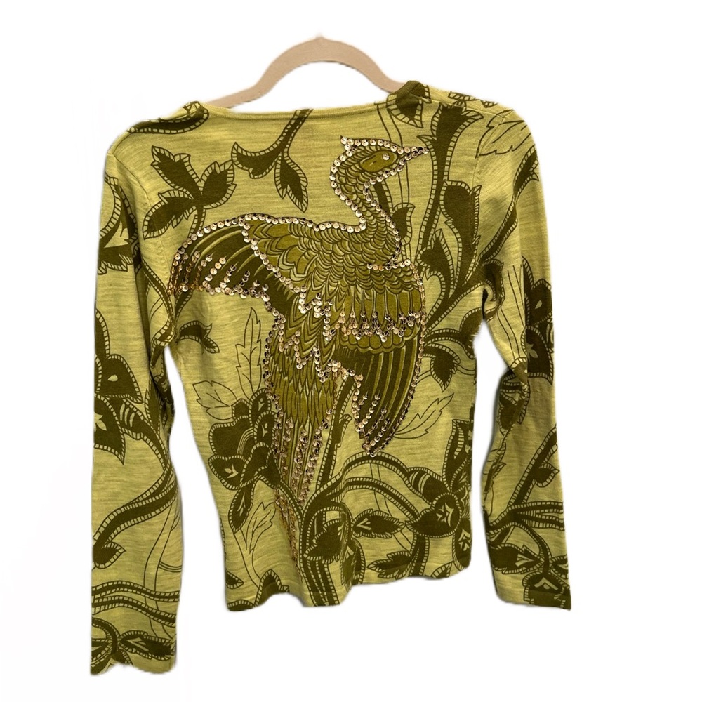 Anthropologie Charlotte Tarantola Rhinestone Button Bird Cardigan - Picture 4 of 6